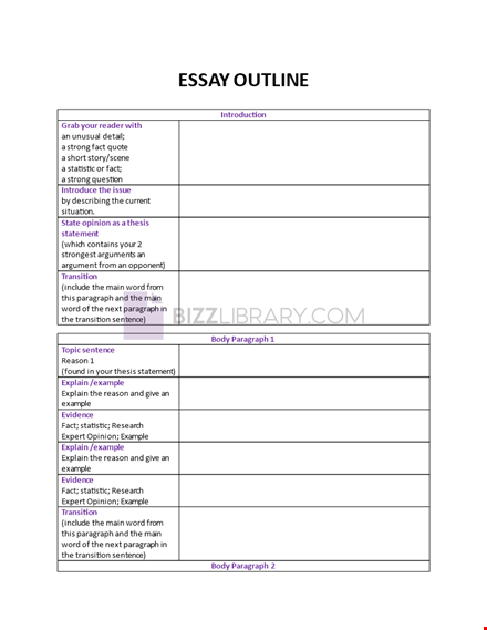 outline for essay template