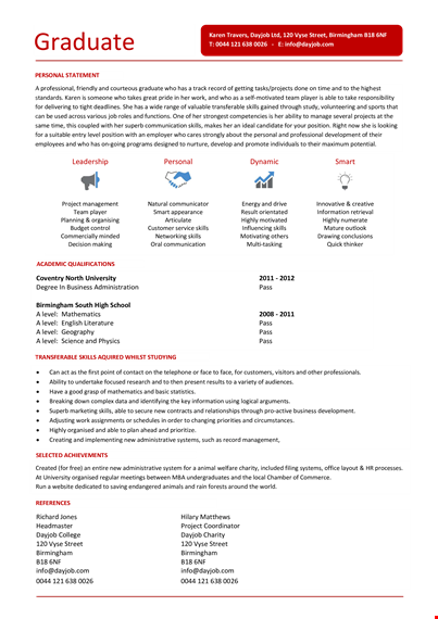 marketing fresher graduate resume template | boost your skills | dayjob | entry-level | birmingham template