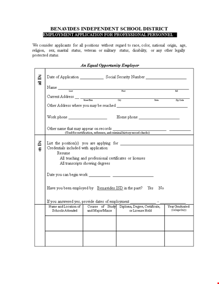 printable professional job application template | application history | district criminal template