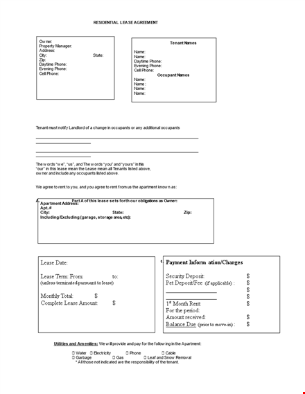 residential lease agreement template doc download template
