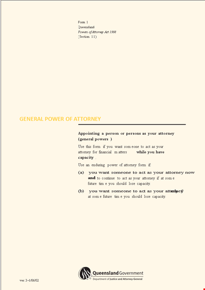 power of attorney free form template