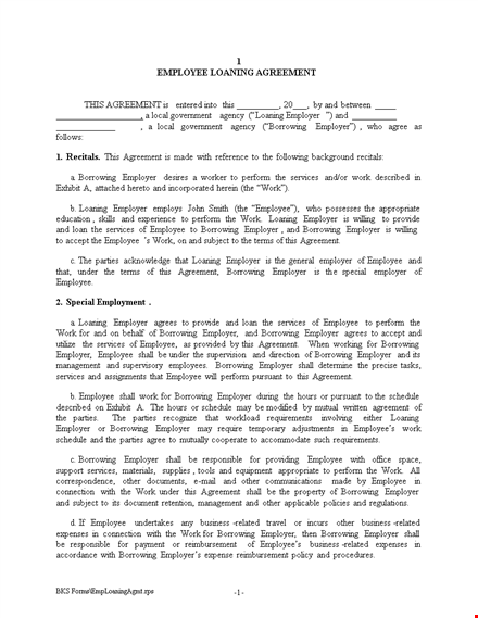 employee personal loan agreement template template