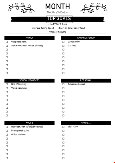 printable to do list template