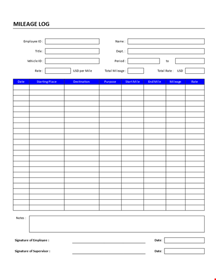 track employee mileage with an easy-to-use mileage log template template