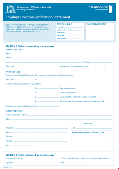 employment income verification form template template