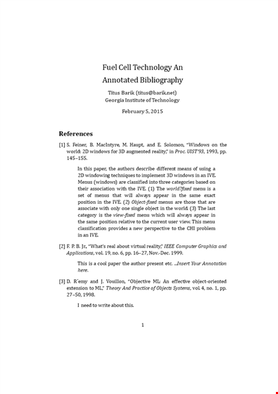 fuel cell technology simple annotated bibliography template template