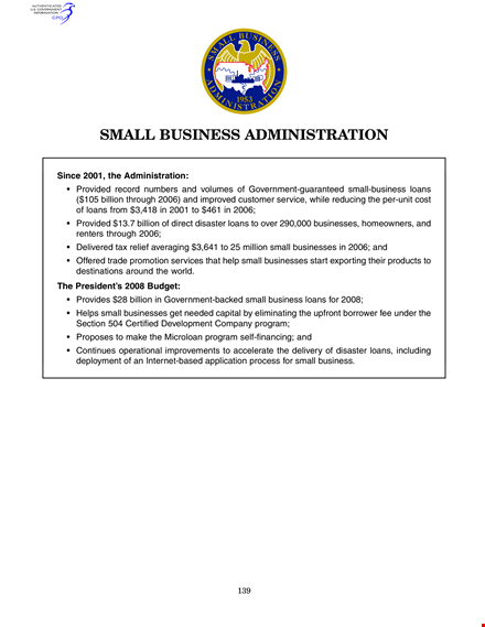 small business administration budget template