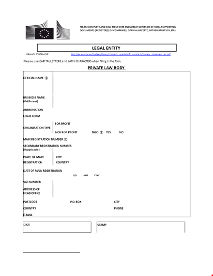 register for a free legal entity form - country registration number | nummer template
