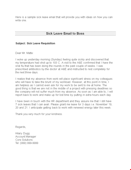 requesting sick leave: how to write an email for leave approval template