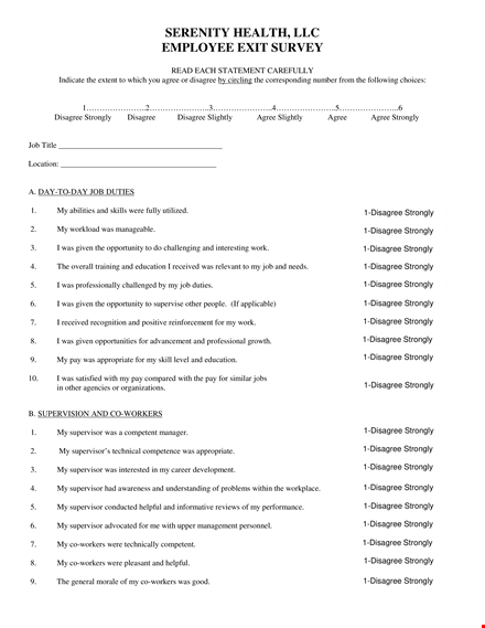 employee exit survey: gain valuable insights on organization, supervisor satisfaction template