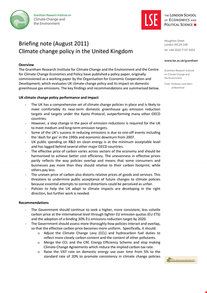change in climate policy: carbon & policy briefing template