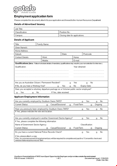 employment application template - complete your application with ease template