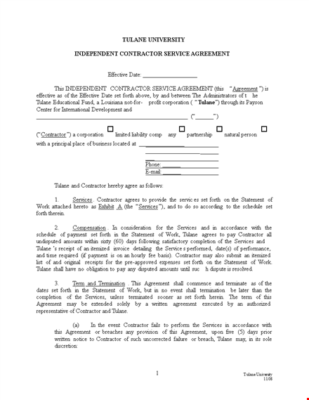service agreement template template