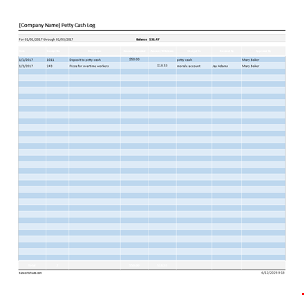 track petty cash expenses - easy to use petty cash log template template