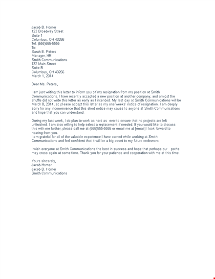 last minute job resignation letter template template