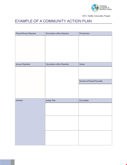 community project action plan - engaging community to achieve objectives template