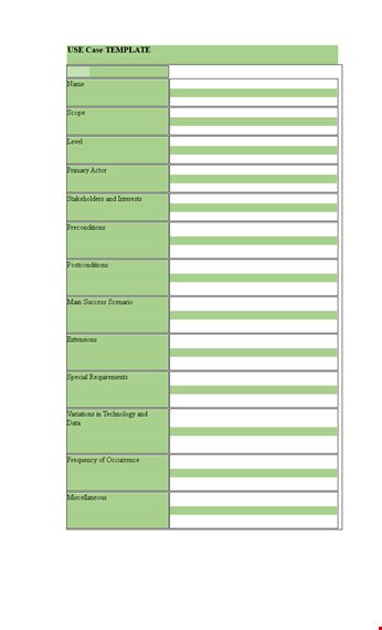 effective use case template | clearly define project scope template