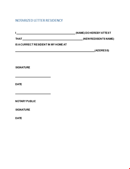 notarized letter template - create official letters with notarized signatures and proof of residency template