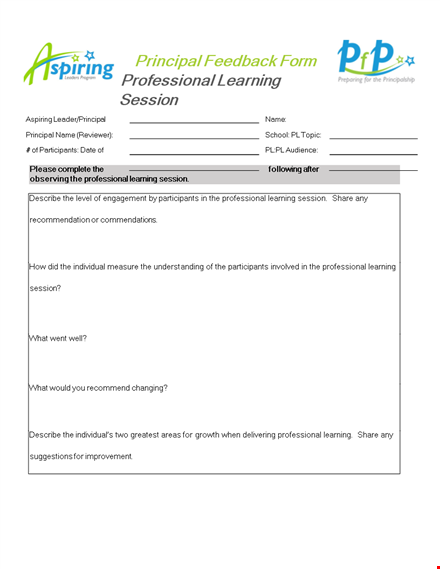 professional learning form template