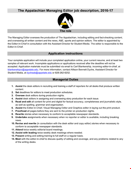 chief editor - managing editor job description | production editors template