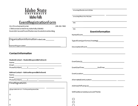 event registration form template printable template