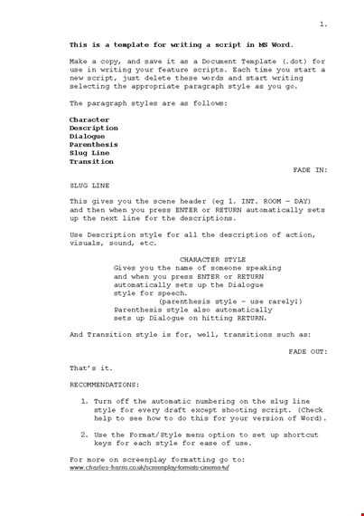 professional screenplay template | write your script with ease template