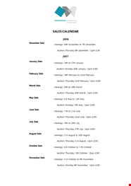 Sales Calendar Template
