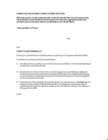 quit notice letter template