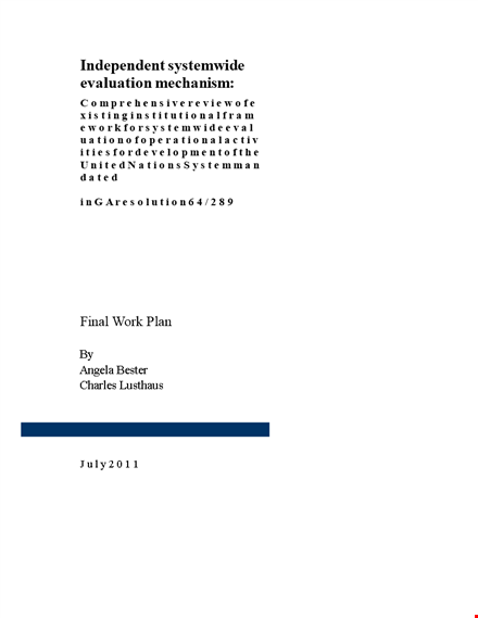 office evaluation system | united nations | final work plan pdf template template