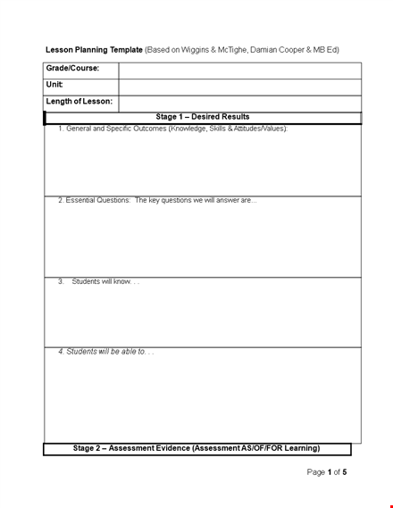 effective lesson plan template for assessing student template