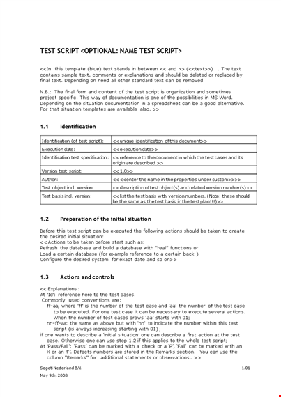 test case template | create scripts, define actions, track numbers & more template