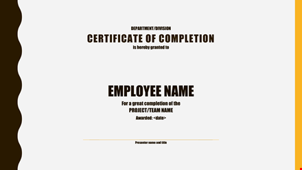 certificate of completion template for employee template