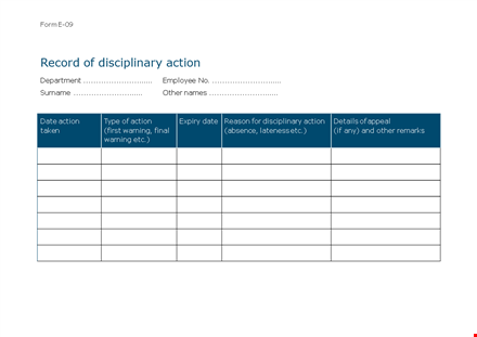 disciplinary action: employee write up form and warning template