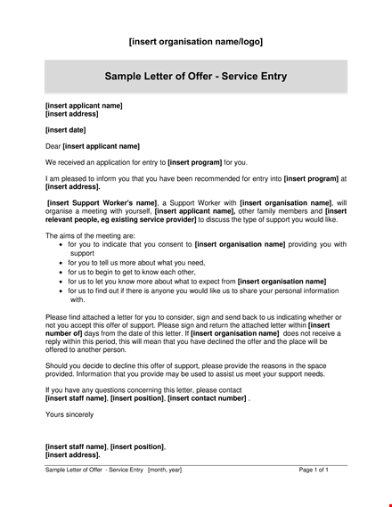 service offer letter template