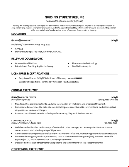 nursing resume template