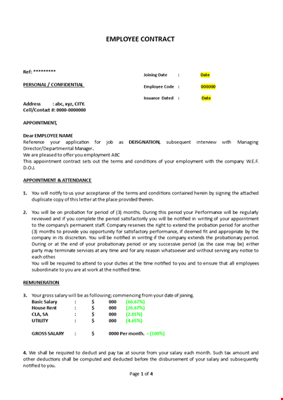 employee contract template