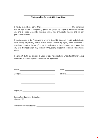 consent to use photos - model release form template