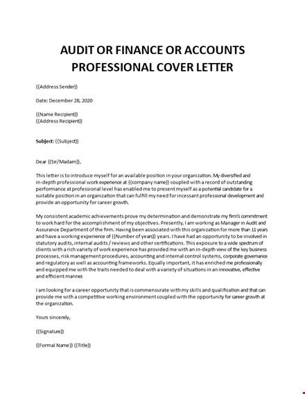 auditor cover letter template