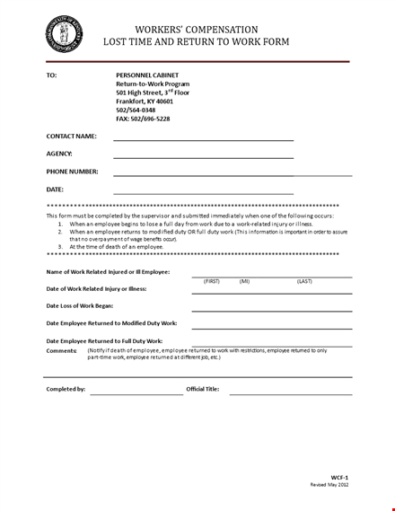 return to work form - efficient employee return process template