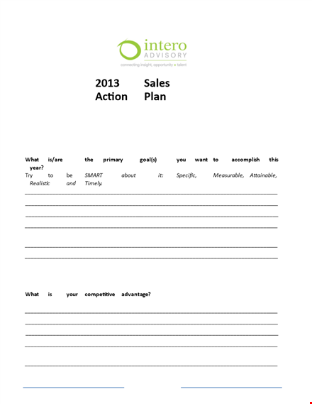 actionable sales plan template for revenue growth template
