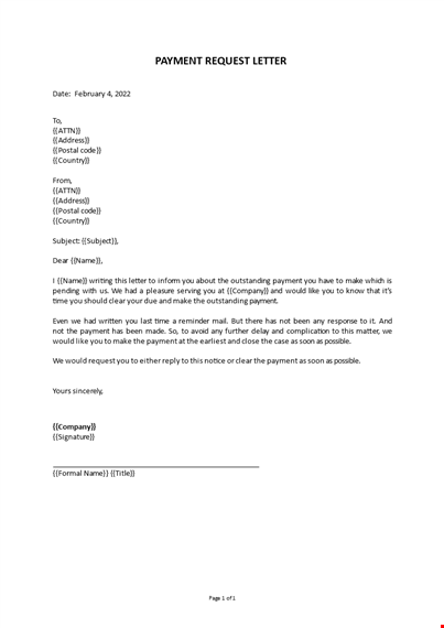 payment request letter template