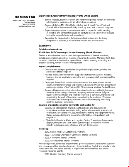 professional administrative assistant resume template