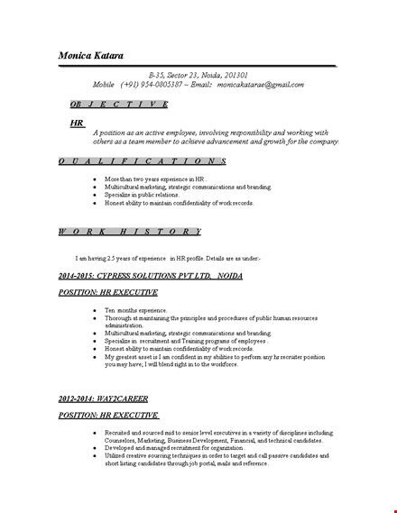 hr recruiter template