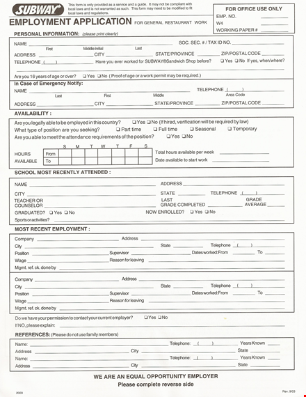 sample restaurant job application form - apply for restaurant positions template