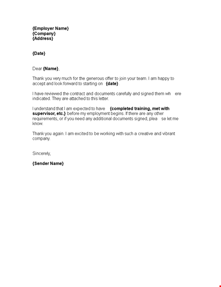 thank you for the opportunity | job acceptance letter | company documents template