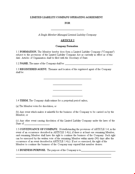 create a strong llc operating agreement | member responsibilities & capital template