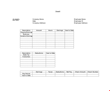 create professional check stubs: employee earnings document template template