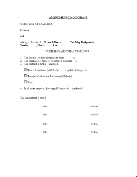 contract amendment for purchaser and seller - make changes to your contract template