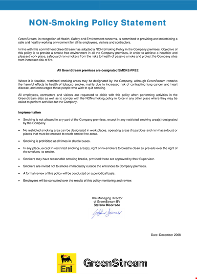 non smoking policy signed approved template