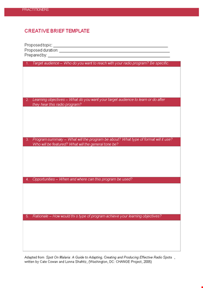 proposed creative brief template for radio program targeting template